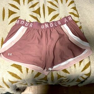 Pink under armour running shorts